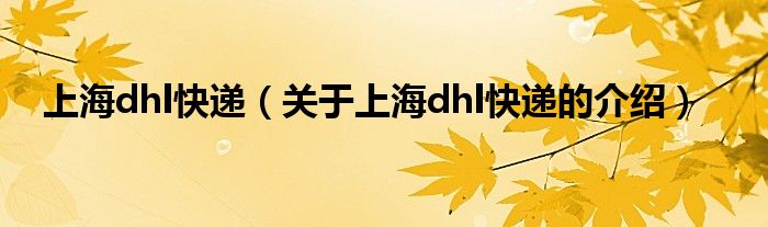 上海dhl快递（关于上海dhl快递的介绍）