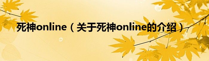 死神online（关于死神online的介绍）