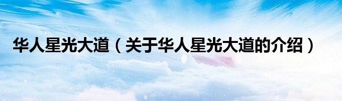 华人星光大道（关于华人星光大道的介绍）