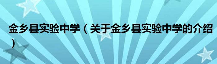 金乡县实验中学（关于金乡县实验中学的介绍）