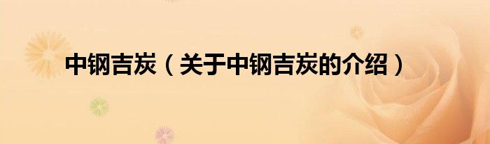 中钢吉炭（关于中钢吉炭的介绍）