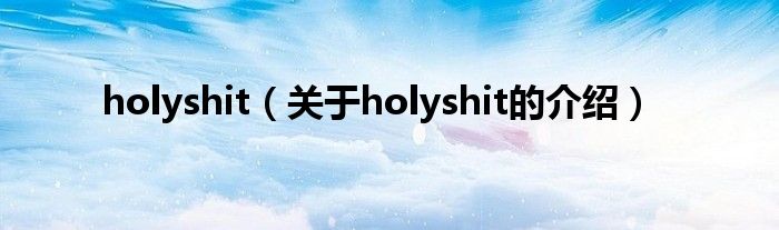 holyshit（关于holyshit的介绍）