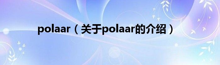 polaar（关于polaar的介绍）