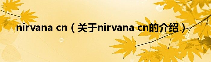 nirvana cn（关于nirvana cn的介绍）