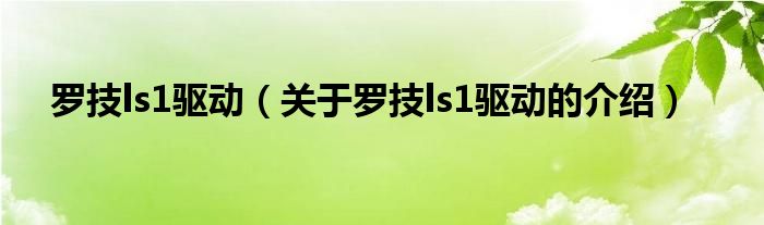 罗技ls1驱动（关于罗技ls1驱动的介绍）