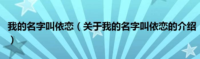 我的名字叫依恋（关于我的名字叫依恋的介绍）