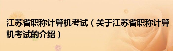 江苏省职称计算机考试（关于江苏省职称计算机考试的介绍）