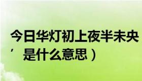 今日华灯初上夜半未央（‘华灯初上，夜未央’是什么意思）