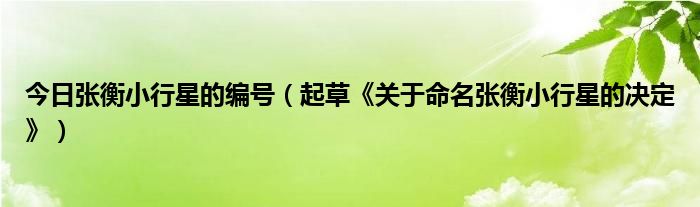 今日张衡小行星的编号（起草《关于命名张衡小行星的决定》）