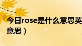 今日rose是什么意思英语人名（ROSE是什么意思）