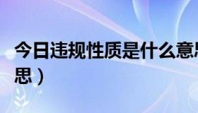 今日违规性质是什么意思（违纪性质是什么意思）