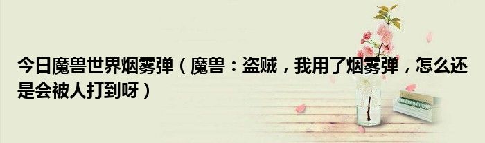 今日魔兽世界烟雾弹（魔兽：盗贼，我用了烟雾弹，怎么还是会被人打到呀）