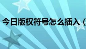 今日版权符号怎么插入（版权符号怎么输入）