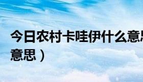 今日农村卡哇伊什么意思呀（农村卡哇伊什么意思）