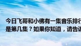 今日飞哥和小佛有一集音乐排行。里面有很多好听的歌。这是第几集？如果你知道，请告诉我。谢谢你。