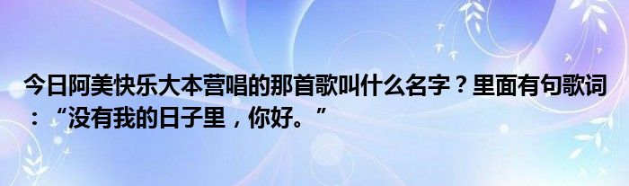 今日阿美快乐大本营唱的那首歌叫什么名字？里面有句歌词：“没有我的日子里，你好。”