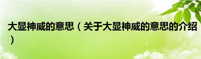 大显神威的意思（关于大显神威的意思的介绍）