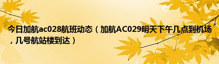 今日加航ac028航班动态（加航AC029明天下午几点到机场，几号航站楼到达）