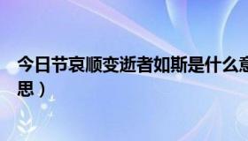 今日节哀顺变逝者如斯是什么意思（“逝者如斯”是什么意思）
