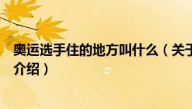 奥运选手住的地方叫什么（关于奥运选手住的地方叫什么的介绍）