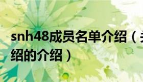 snh48成员名单介绍（关于snh48成员名单介绍的介绍）