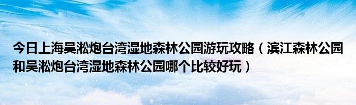 今日上海吴淞炮台湾湿地森林公园游玩攻略（滨江森林公园和吴淞炮台湾湿地森林公园哪个比较好玩）