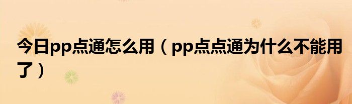 今日pp点通怎么用（pp点点通为什么不能用了）