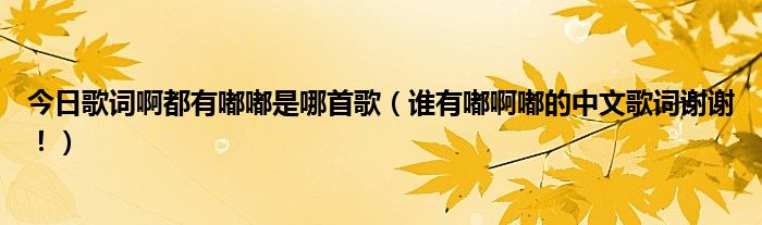 今日歌词啊都有嘟嘟是哪首歌（谁有嘟啊嘟的中文歌词谢谢！）