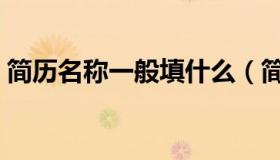 简历名称一般填什么（简历名称一般写什么）