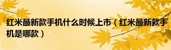 红米最新款手机什么时候上市（红米最新款手机是哪款）