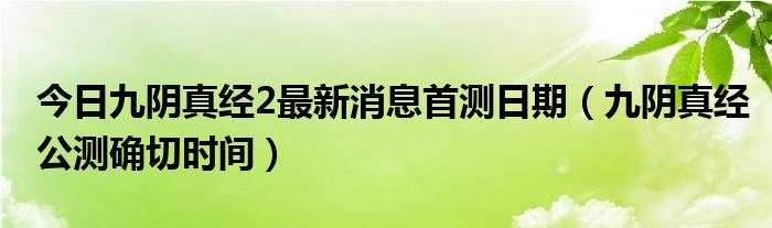 今日九阴真经2最新消息首测日期（九阴真经公测确切时间）