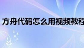 方舟代码怎么用视频教程（方舟代码怎么用）