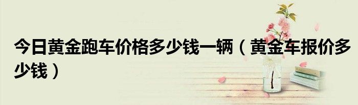 今日黄金跑车价格多少钱一辆（黄金车报价多少钱）