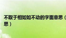 不取于相如如不动的字面意思（不取于相 如如不动是什么意思）