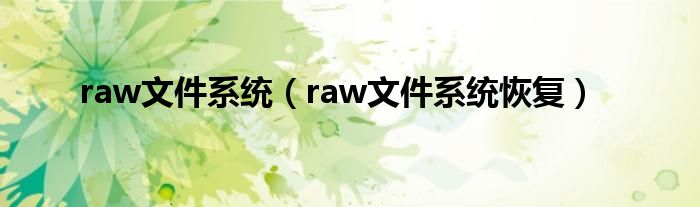 raw文件系统（raw文件系统恢复）