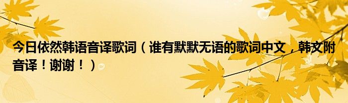 今日依然韩语音译歌词（谁有默默无语的歌词中文，韩文附音译！谢谢！）