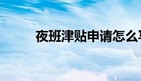 夜班津贴申请怎么写（夜班津贴）