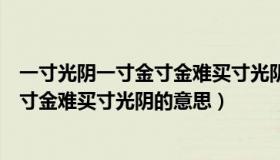 一寸光阴一寸金寸金难买寸光阴的意思是（一寸光阴一寸金寸金难买寸光阴的意思）