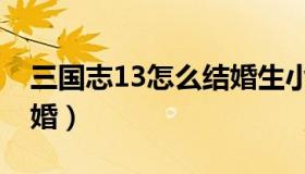 三国志13怎么结婚生小孩（三国志13怎么结婚）