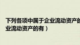 下列各项中属于企业流动资产的有哪些（下列各项中属于企业流动资产的有）