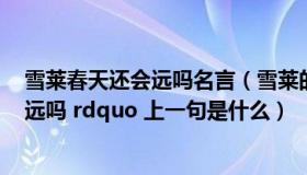 雪莱春天还会远吗名言（雪莱的 ldquo 冬天来了 春天还会远吗 rdquo 上一句是什么）