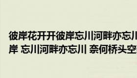 彼岸花开开彼岸忘川河畔亦忘川意思（ldquo 彼岸花开开彼岸 忘川河畔亦忘川 奈何桥头空奈何 三生石上写）