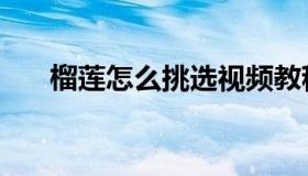 榴莲怎么挑选视频教程（榴莲怎么挑）