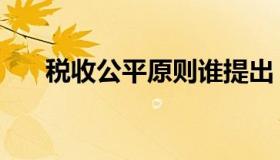 税收公平原则谁提出（税收公平原则）