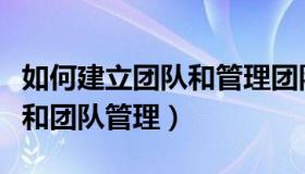 如何建立团队和管理团队（如何进行团队建设和团队管理）