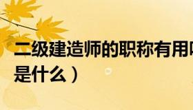 二级建造师的职称有用吗（二级建造师的职称是什么）