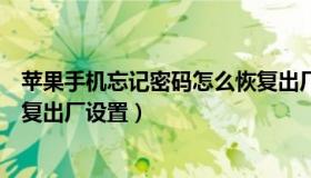 苹果手机忘记密码怎么恢复出厂（苹果手机忘记密码怎么恢复出厂设置）