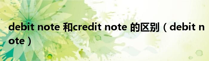 debit note 和credit note 的区别（debit note）