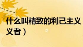 什么叫精致的利己主义（什么叫精致的利己主义者）