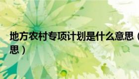 地方农村专项计划是什么意思（地方农村专项计划是什么意思）